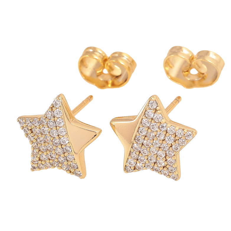 Серьги Xuping цвет Позолота 14K пусеты "Звезды с инкрустацией кристаллами" фото №1