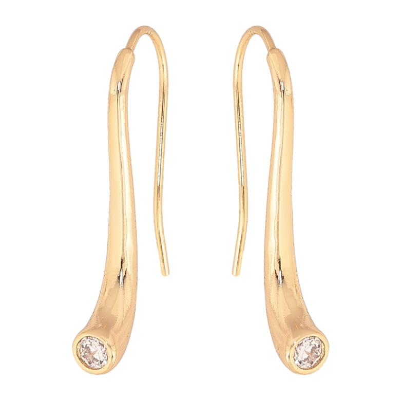 Серьги Xuping цвет Позолота 14K французский замок "Узор с кристаллами" фото №1