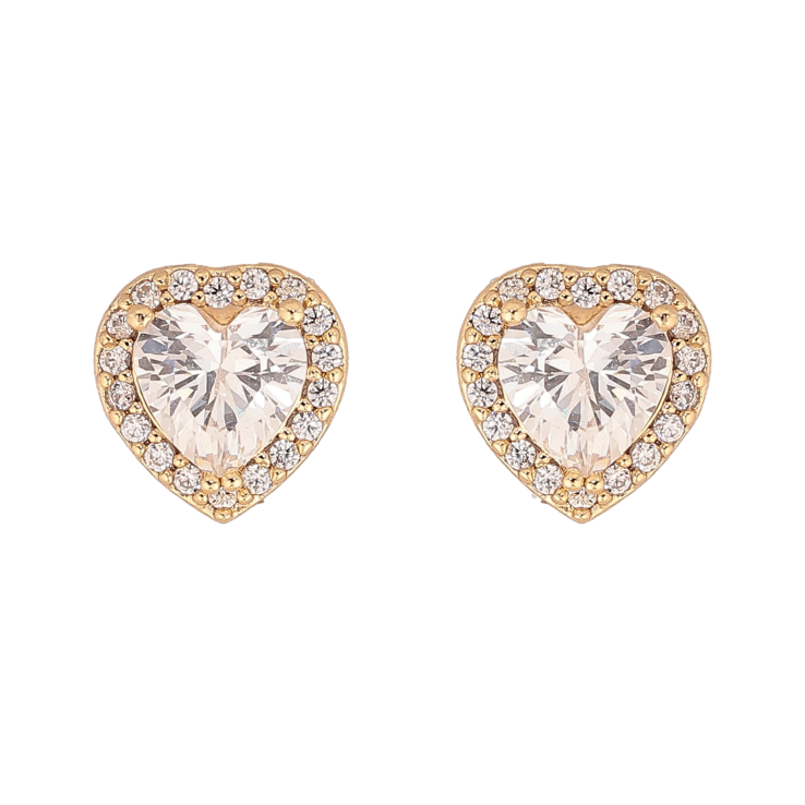 Сережки Xuping колір Позолота 14K пусети "Кристальні серця" фото №17