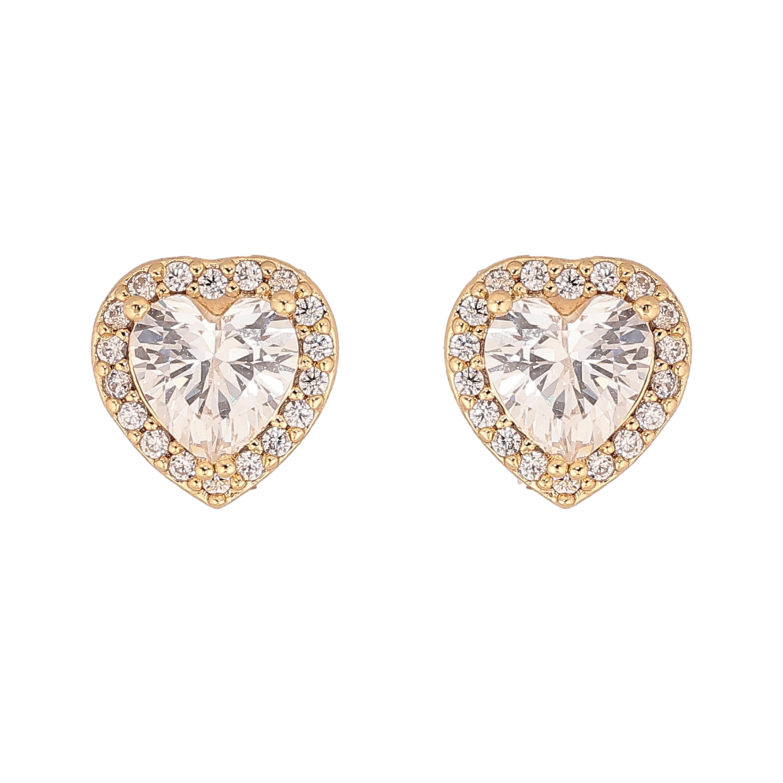 Серьги Xuping цвет Позолота 14K пусеты "Кристальные сердечки" фото №5