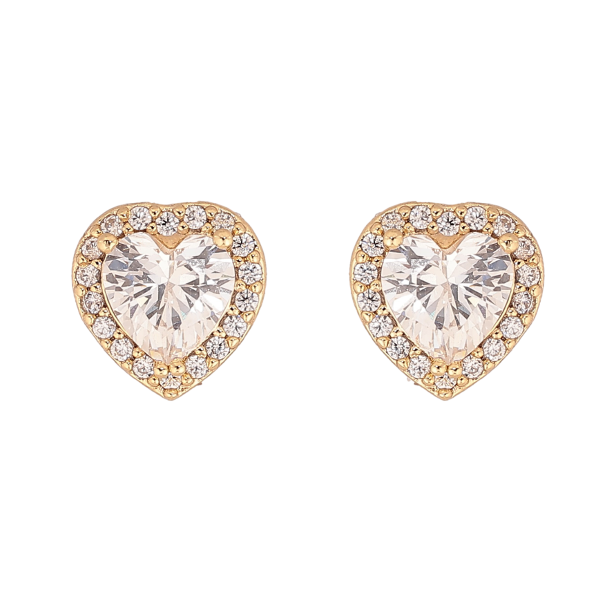 Сережки Xuping колір Позолота 14K пусети "Кристальні серця" фото №1
