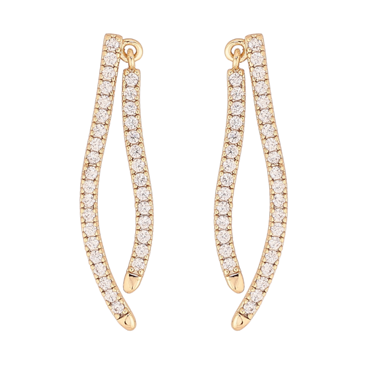 Сережки Xuping колір Позолота 14K пусети "Дорожки кристалів" фото №4