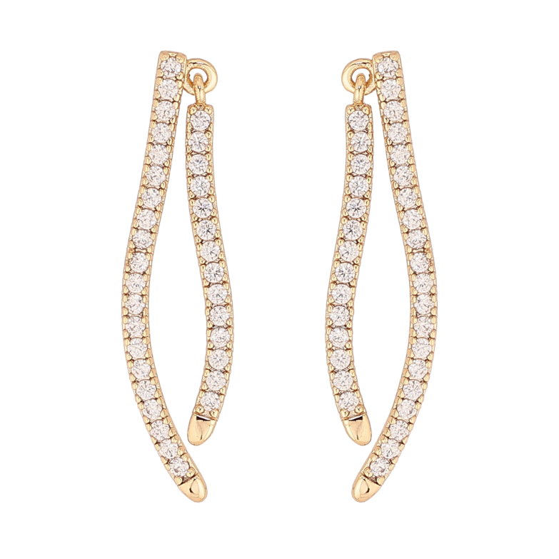 Серьги Xuping цвет Позолота 14K пусеты "Дорожки кристаллов" фото №1