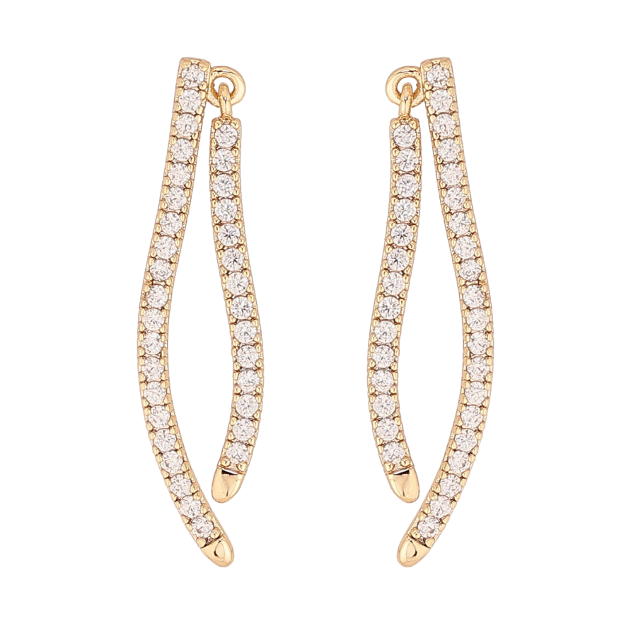 Сережки Xuping колір Позолота 14K пусети "Дорожки кристалів" фото №1