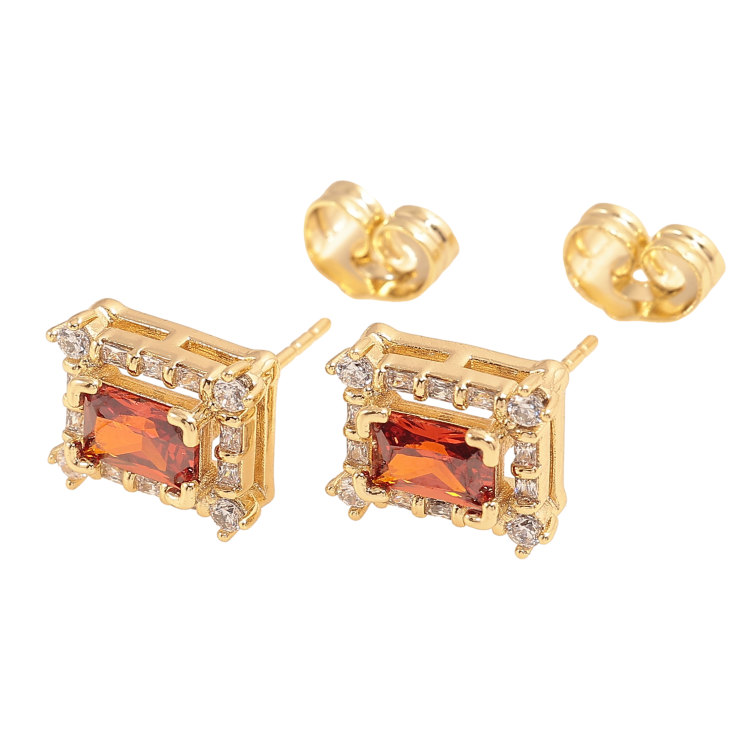 Сережки Xuping колір Позолота 14K пусети "Червоні кристали в обрамленні" фото №20