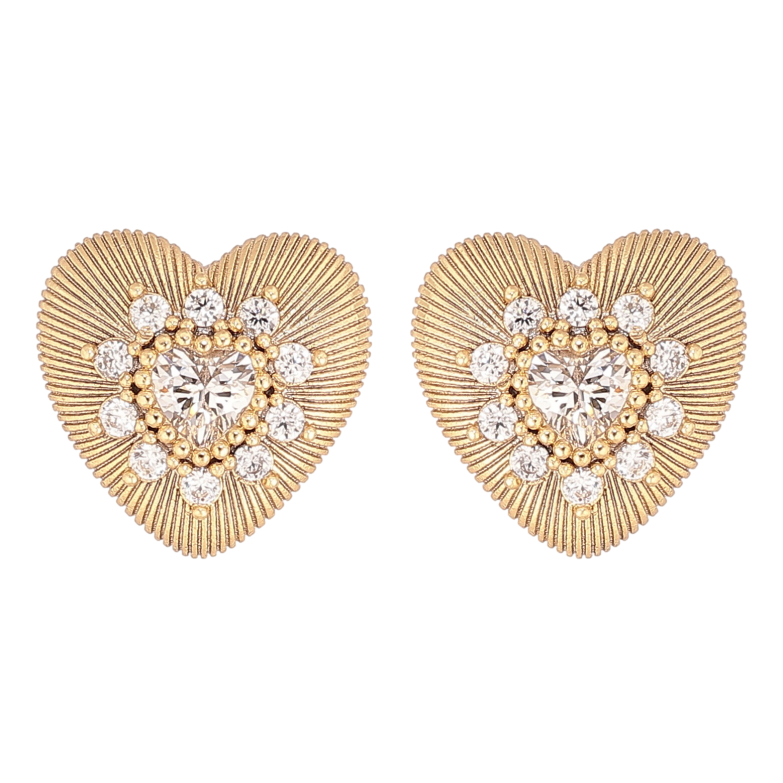 Серьги Xuping цвет Позолота 14K пусеты "Сердечки с кристаллами" фото №14