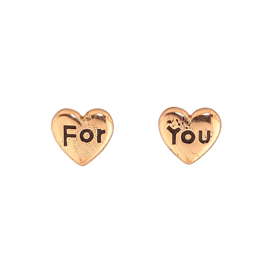 Серьги Xuping цвет Позолота 18К пусеты "Сердечки For You" фото №1