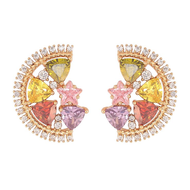 Серьги Xuping цвет Позолота 18К пусеты "Узор из разноцветных кристаллов" фото №20