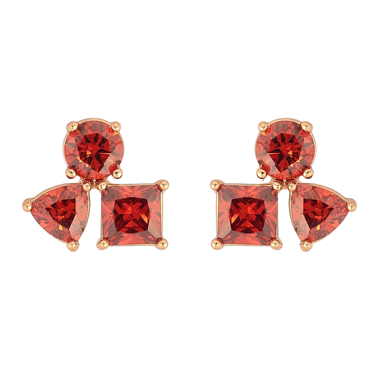 Серьги Xuping цвет Позолота 18К пусеты "Красные кристаллы" фото №24
