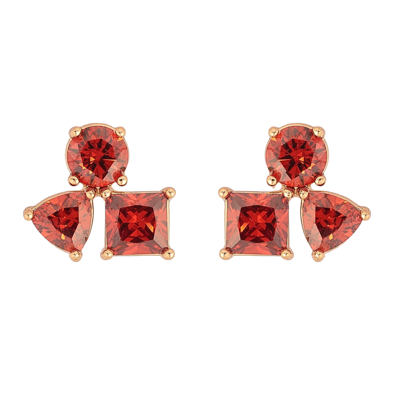 Сережки Xuping колір Позолота 18К пусети "Червоні кристали" фото №16