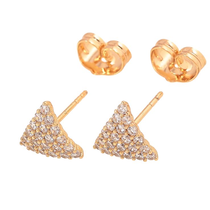 Серьги Xuping цвет Позолота 18К пусеты "Треугольники с инкрустацией кристаллами" фото №1