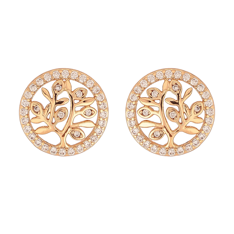 Серьги Xuping цвет Позолота 18К пусеты "Древо жизни с кристаллами" фото №1
