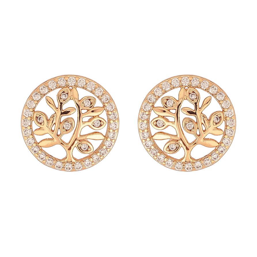 Серьги Xuping цвет Позолота 18К пусеты "Древо жизни с кристаллами" фото №1
