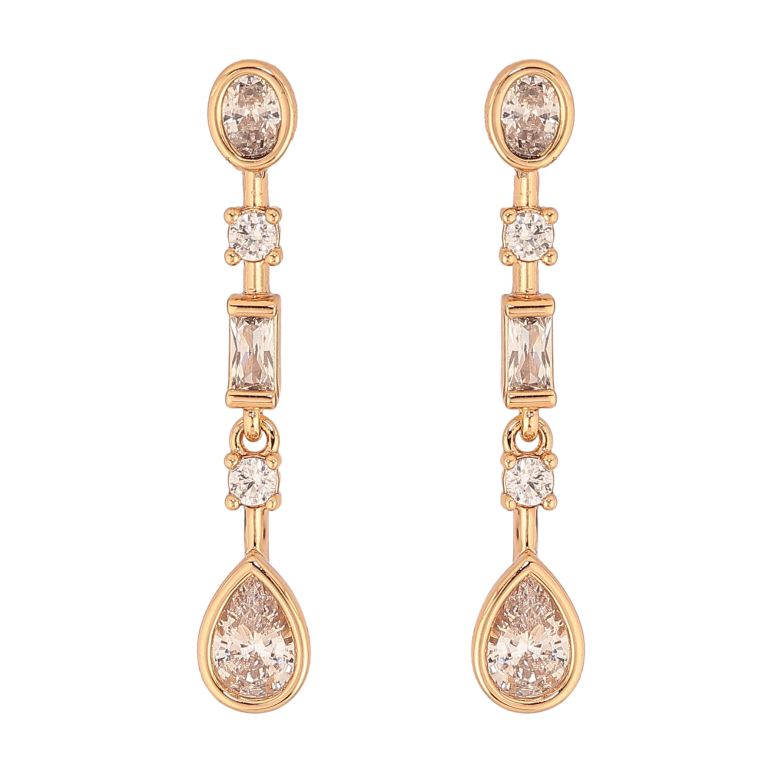 Серьги Xuping цвет Позолота 18К пусеты "Кристальные подвески" фото №1