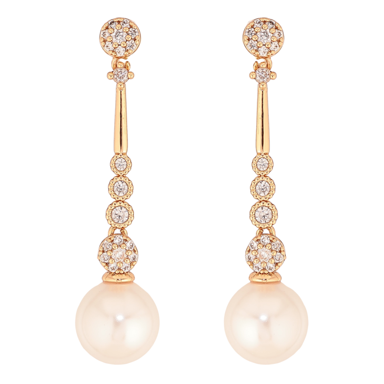 Сережки Xuping колір Позолота 18К пусети "Перлинні підвіски" фото №17