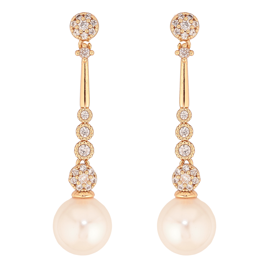 Сережки Xuping колір Позолота 18К пусети "Перлинні підвіски" фото №1