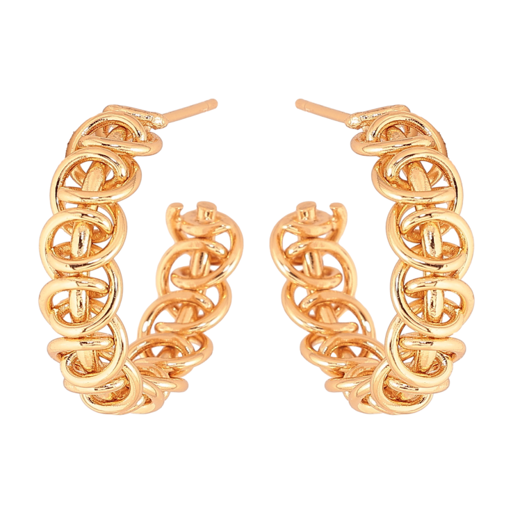 Серьги Xuping цвет Позолота 18К пусеты "Декоративные дуги" фото №15