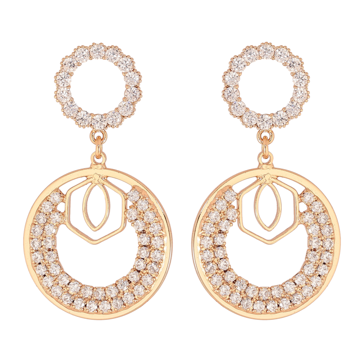 Серьги Xuping цвет Позолота 18К пусеты "Круглые подвески с инкрустацией кристаллами" фото №22