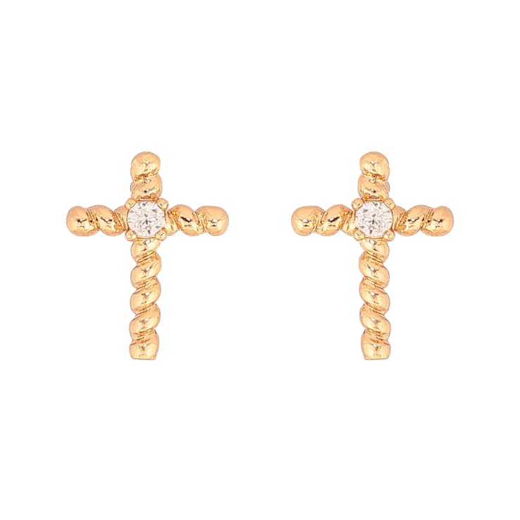 Серьги Xuping цвет Позолота 18К пусеты "Крестики с кристаллами" фото №14