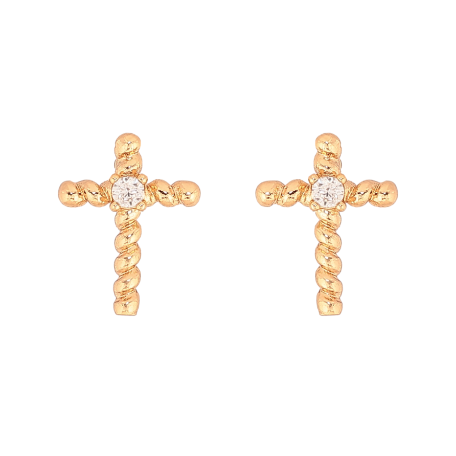 Сережки Xuping колір Позолота 18К пусети "Хрестики з кристалами" фото №1