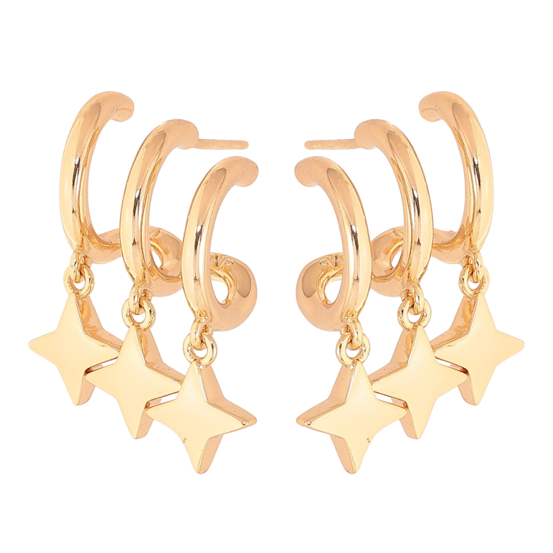 Серьги Xuping цвет Позолота 18К пусеты "Подвески звездочки" фото №1