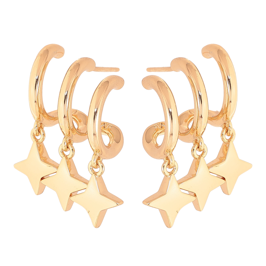 Серьги Xuping цвет Позолота 18К пусеты "Подвески звездочки" фото №1