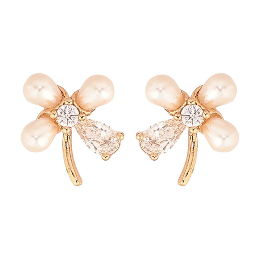 Серьги Xuping цвет Позолота 18К пусеты "Жемчужные цветочки" фото №1