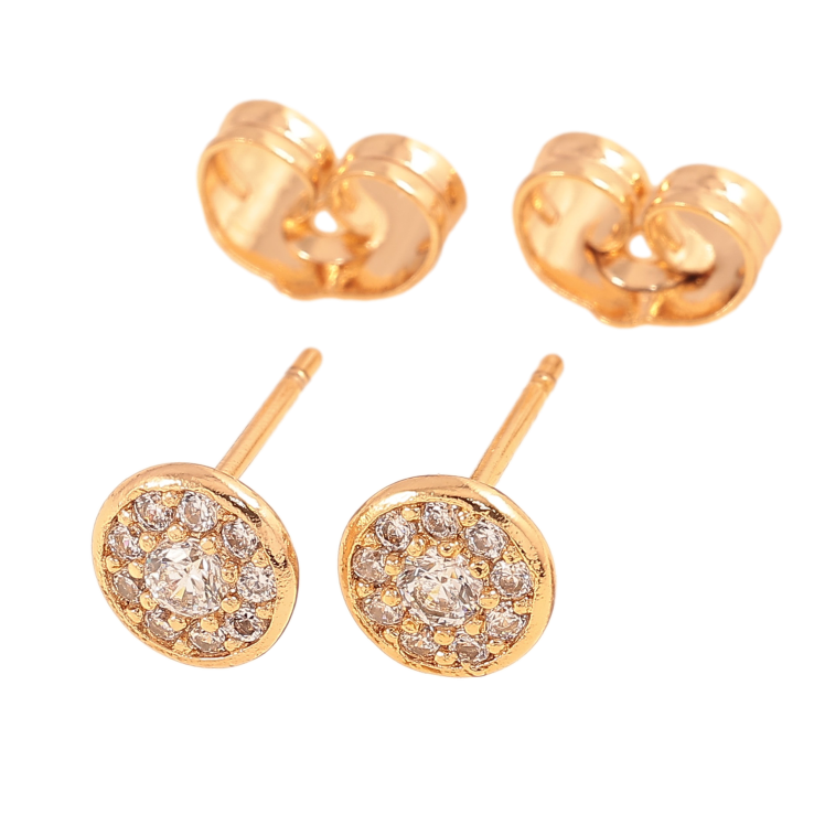 Серьги Xuping цвет Позолота 18К пусеты "Круги с кристаллами" ø 6мм фото №9