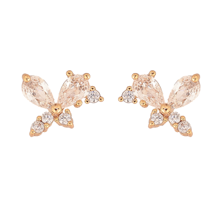 Серьги Xuping цвет Позолота 18К пусеты "Кристальные бабочки" фото №8