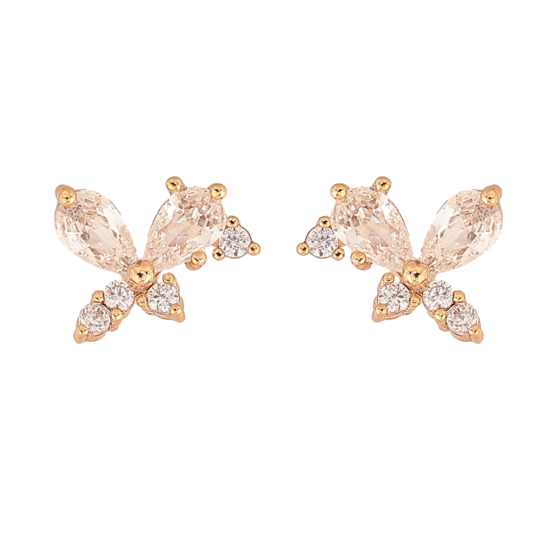 Серьги Xuping цвет Позолота 18К пусеты "Кристальные бабочки" фото №3