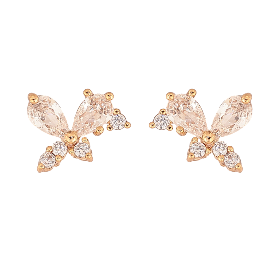 Серьги Xuping цвет Позолота 18К пусеты "Кристальные бабочки" фото №1