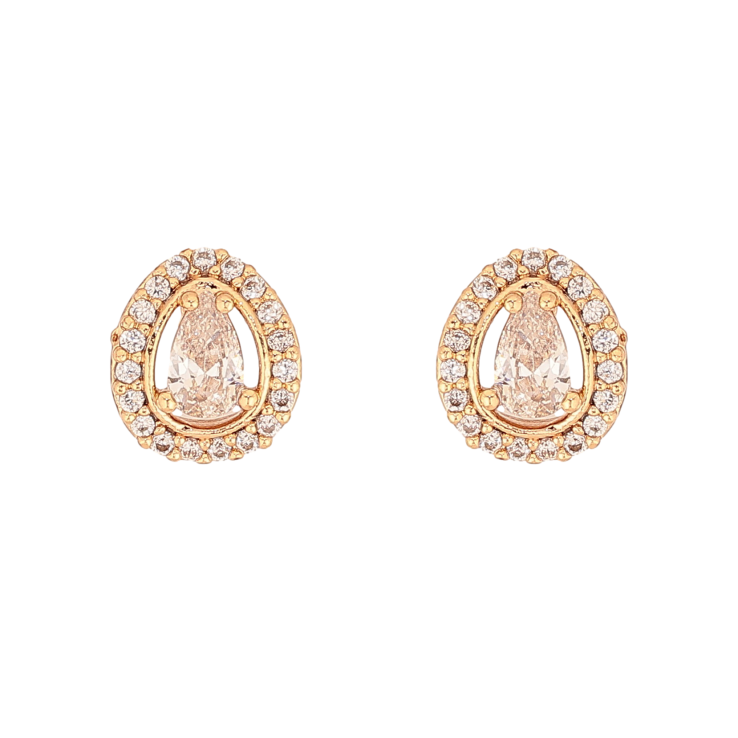 Серьги Xuping цвет Позолота 18К пусеты "Капельки с кристаллами" фото №4