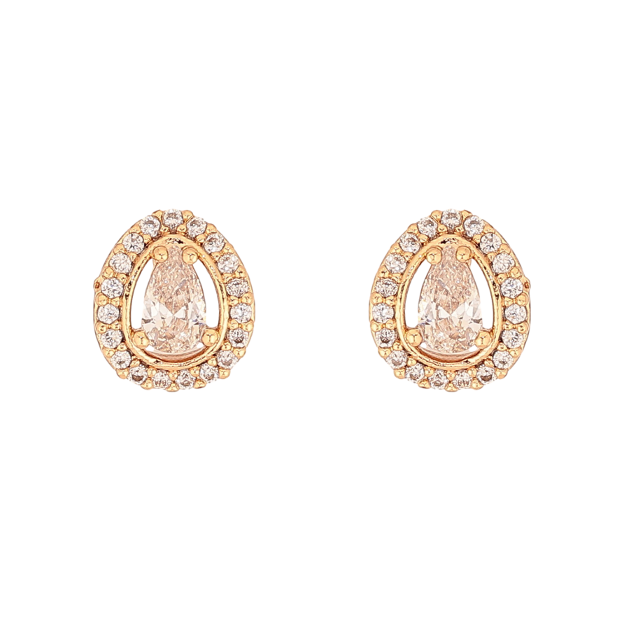 Серьги Xuping цвет Позолота 18К пусеты "Капельки с кристаллами" фото №1