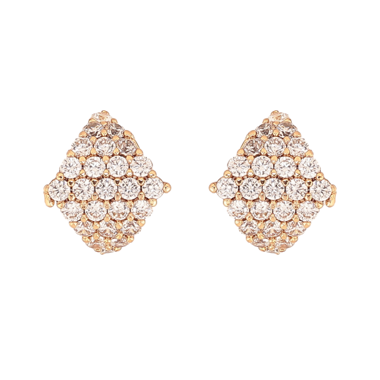 Сережки Xuping колір Позолота 18К пусети "Ромби з інкрустацією кристалами" фото №1