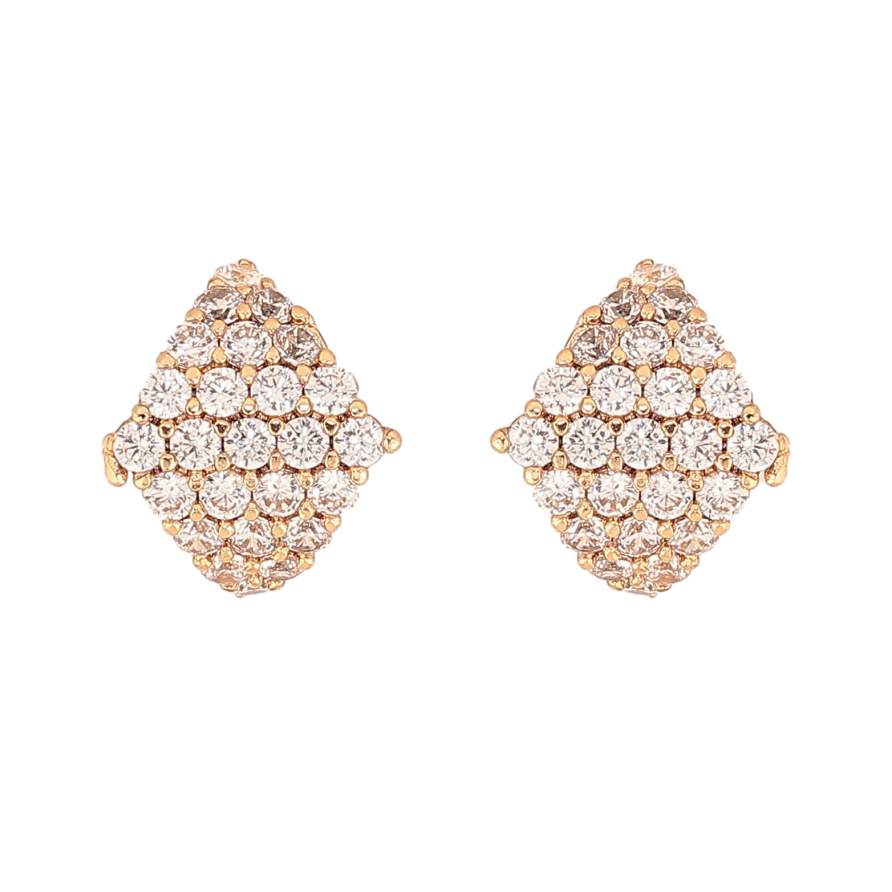 Серьги Xuping цвет Позолота 18К пусеты "Ромбы с инкрустацией кристаллами" фото №1