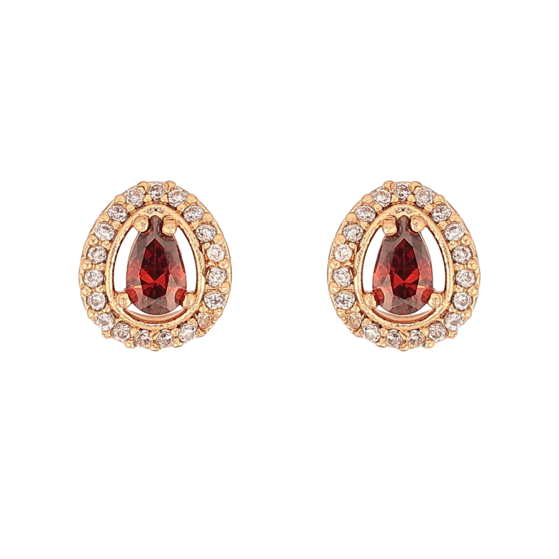 Сережки Xuping колір Позолота 18К пусети "Крапельки з червоними кристалами" фото №5