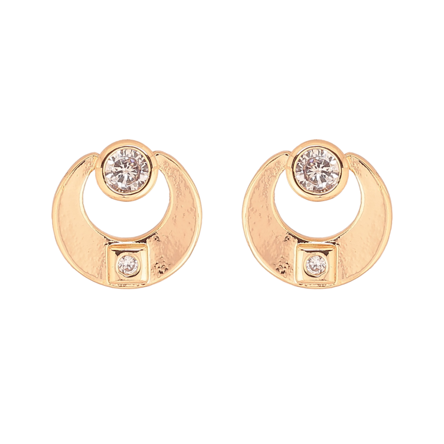 Серьги Xuping цвет Позолота 18К пусеты "Узор с кристаллами" фото №1