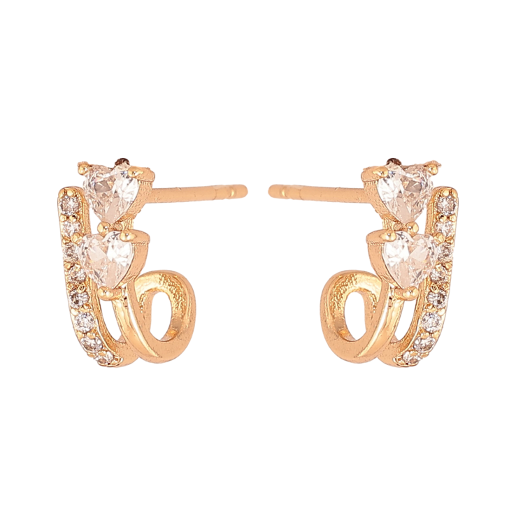 Серьги Xuping цвет Позолота 18К пусеты "Узор с кристаллами" фото №20