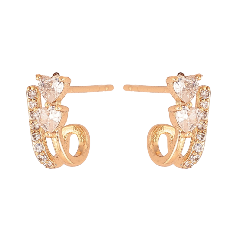 Серьги Xuping цвет Позолота 18К пусеты "Узор с кристаллами" фото №1