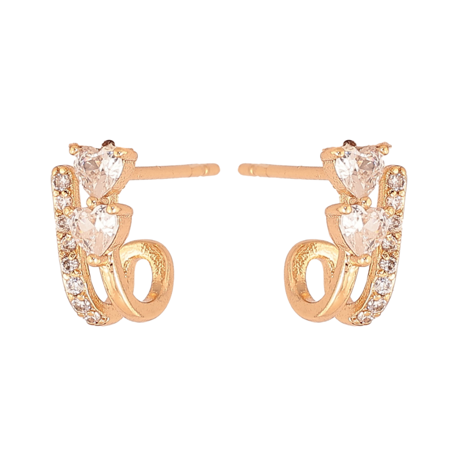 Серьги Xuping цвет Позолота 18К пусеты "Узор с кристаллами" фото №1