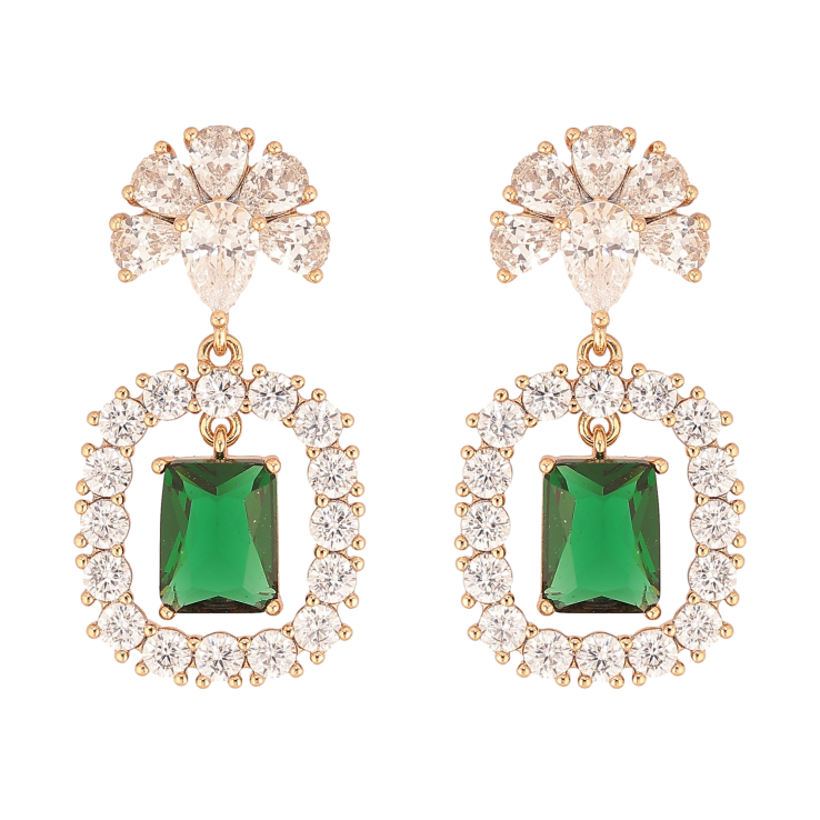 Серьги Xuping цвет Позолота 18К пусеты "Кристальные подвески" фото №9