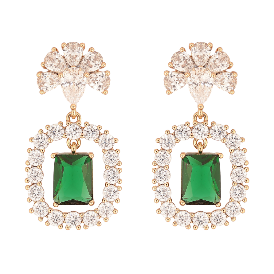 Серьги Xuping цвет Позолота 18К пусеты "Кристальные подвески" фото №1