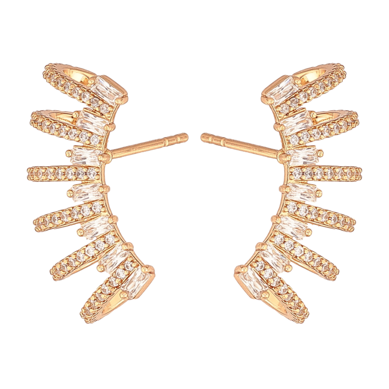 Серьги Xuping цвет Позолота 18К пусеты "Узор с кристаллами" фото №19