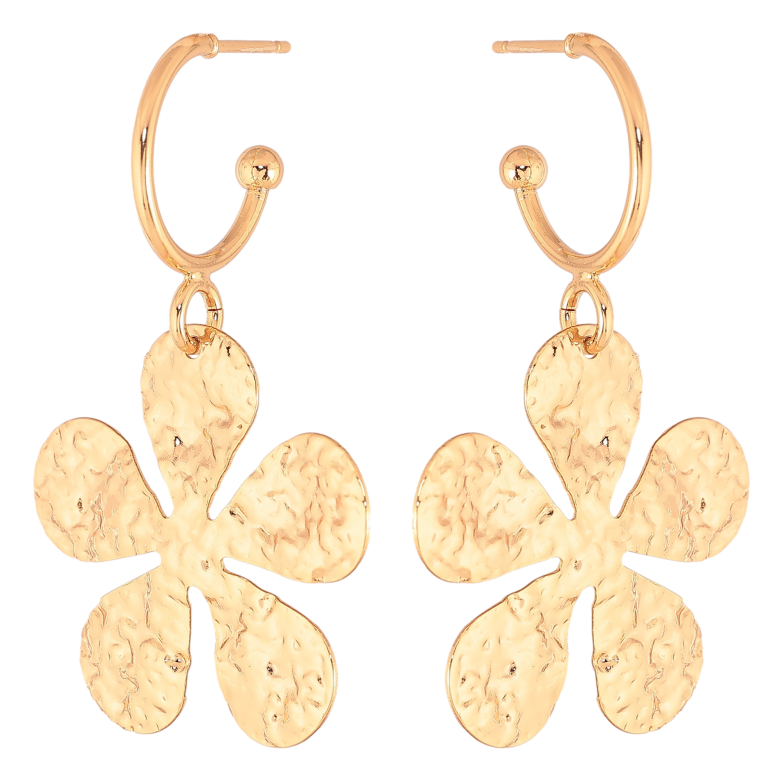 Серьги Xuping цвет Позолота 18К пусеты "Цветочные подвески" фото №3