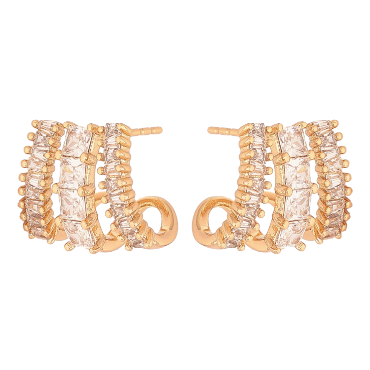Серьги Xuping цвет Позолота 18К пусеты "Инкрустация кристаллами" фото №12
