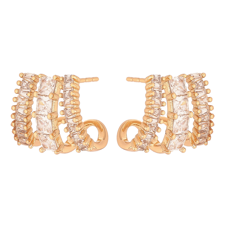 Серьги Xuping цвет Позолота 18К пусеты "Инкрустация кристаллами" фото №1