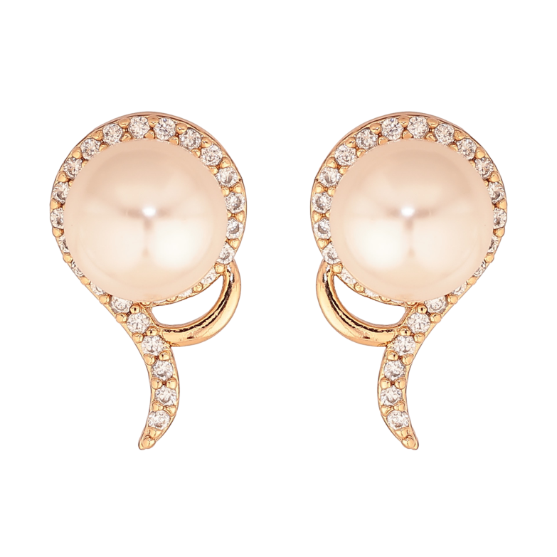 Сережки Xuping колір Позолота 18К пусети "Перлини в обрамленні кристалів" фото №11