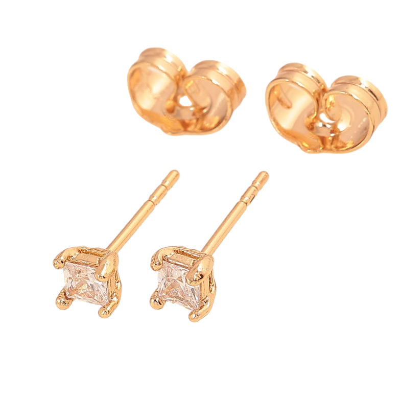 Сережки Xuping колір Позолота 18К пусети "Кристали в 4-х крапановій оправі" 3х3мм фото №1