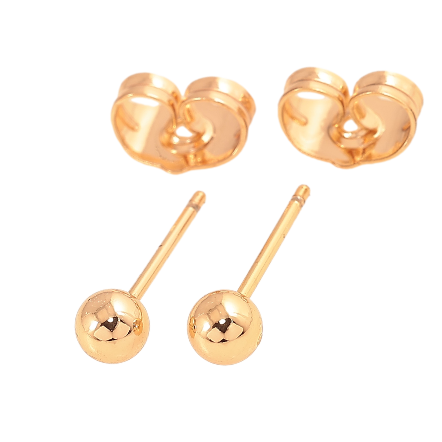 Серьги Xuping цвет Позолота 18К пусеты "Шарики" ø 4мм фото №1