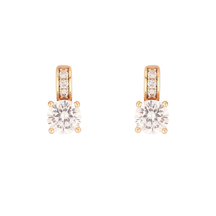 Серьги Xuping цвет Позолота 18К пусеты "Узор с кристаллами" фото №13